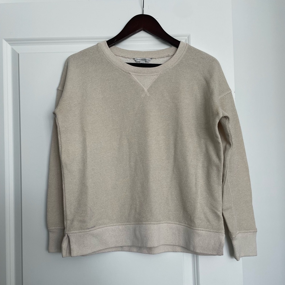 American Eagle Cream Sparkle Crew Neck Sweatshirt - Sz S. Sell with branded box